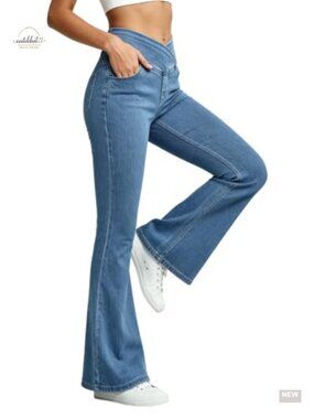 Womens High Waist Pull On Stretchy Skinny Jeans Leggings with Pockets